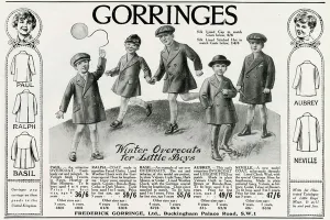 Overcoats Prints: Advert for Gorringes childrens winter overcoats 1926