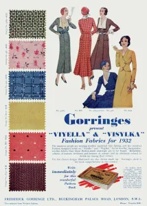 Pattern Prints: Advert for Gorringes fashion fabrics 1932