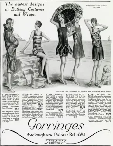 Suits Prints: Advert for Gorringes womens bathing costumes 1927