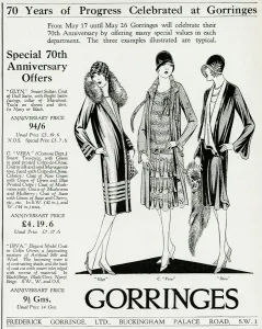 Crepe Prints: Advert for Gorringes womens clothing 1928