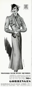 Weight Prints: Advert for Gorringes womens fur trim coats 1937