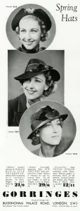 Straw Prints: Advert for Gorringes womens spring hats 1937