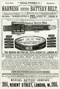 Cure Prints: Advert for Harness Electric Battery Belt 1884