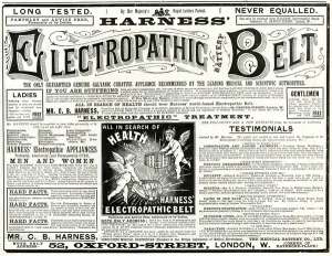 Cure Prints: Advert for Harness Electropathic corset belts 1888