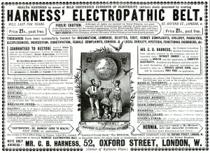 Cure Prints: Advert for Harness Electropathic corset belts 1888