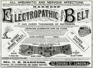 Cure Prints: Advert for Harness Electropathic corset belts 1891