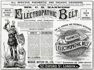 Cure Prints: Advert for Harness Electropathic corset belts 1892