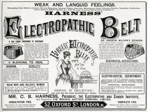 Cure Prints: Advert for Harness Electropathic Corset Belts 1892