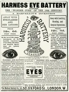 Cure Prints: Advert in Harness Eye Battery 1886