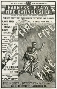 Harness Prints: Advert for Harness ready fire-extinguisher 1886