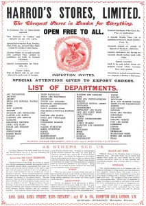 Department Prints: Advertisement for Harrods Department Store, 1897