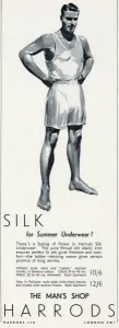 Shorts Prints: Advert for Harrods mens silk underwear 1940