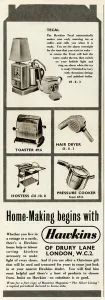 Accessories Prints: Advert for Hawkins kitchen accessories 1952