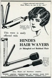 Bobbed Prints: Advert for Hindes hair wavers 1925