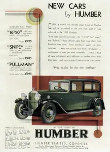Humber Prints: An advertisement for Humber cars