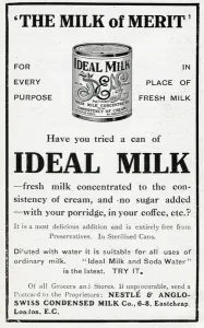 Ideal Prints: Advert for Ideal Milk 1914