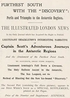 Discovery Prints: Advertisement in The Illustrated London News publicising the forthcoming story of