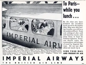 Lunch Prints: Advert for Imperial Airways to Paris 1932