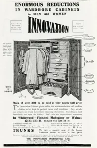 Cabinets Prints: Advert for Innovation Ingenuities wardrobe cabinets 1915