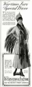 Stole Prints: Advert for International Fur Store 1915