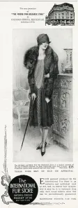Store Prints: Advert for International Fur Store 1925
