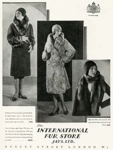 Wrap Prints: Advert for International Fur Store 1929