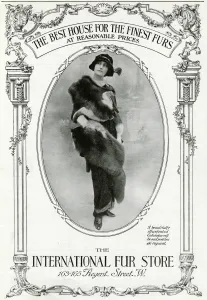 Muffs Prints: Advert for International Fur Store, stole & muff 1913