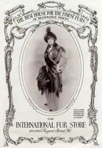 Store Prints: Advert for International Fur Store, stole & muff 1913