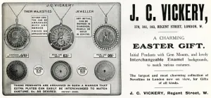 Jewellery Prints: Advert for J. C Vickery personalised jewellery 1912