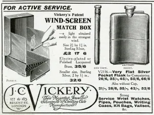 Plated Prints: Advert for J. C Vickery wind screen for match box 1914