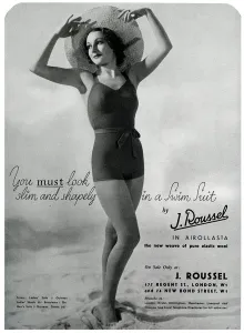 Suits Prints: Advert for J. Roussel swim suits for women 1936