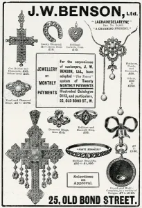Jewellery Prints: Advert for J. W Benson jewellery 1904