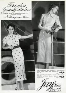 Frocks Prints: Advert for Jays frocks 1937