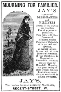 Mourn Prints: Advert for Jays of London Mourning for families