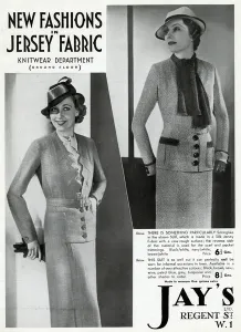 Suits Prints: Advert for Jays smart knitwear for women 1937