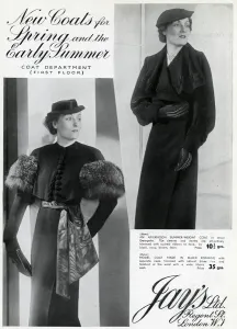 Wool Prints: Advert for Jays spring and early summer coats 1937