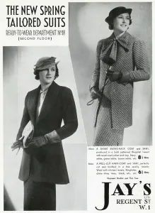 Suits Prints: Advert for Jays spring tailored suits 1937