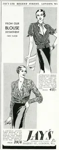 Crepe Prints: Advert for Jays womens blouses 1933