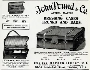 Clutch Prints: Advert for John Pound & Co luggage case 1920