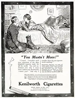 Cigarette Prints: Advertisement for Kenilworth cigarettes showing a two lovers sharing a light from a cigarette