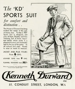 Kenneth Prints: Advert for Kenneth Durward sports suits 1934