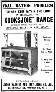 Consumption Prints: Advert for Kooksjoie range cooker 1918