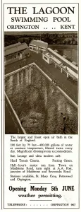 Leisure Prints: Advert for the Lagoon, swimming pool, Orpingon 1933