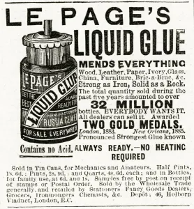 Wood Prints: Advert for Le Pages liquid glue 1884