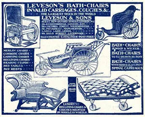 Invalids Prints: Advert for Levesons invalid & bath chairs 1908 Advert for Levesons invalid & bath