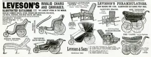Invalids Prints: Advert for Levesons invalid chairs and carriages 1896
