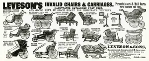 Prams Prints: Advert for Levesons invalid chairs and carriages 1905
