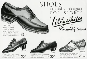 Rubber Prints: Advert for Lillywhites sports shoes for men and women 1937