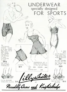 Shorts Prints: Advert for Lillywhites womens sportswear 1937