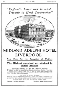 Hotels Prints: Advertisement for Liverpool Adelphi Hotel, 1914
